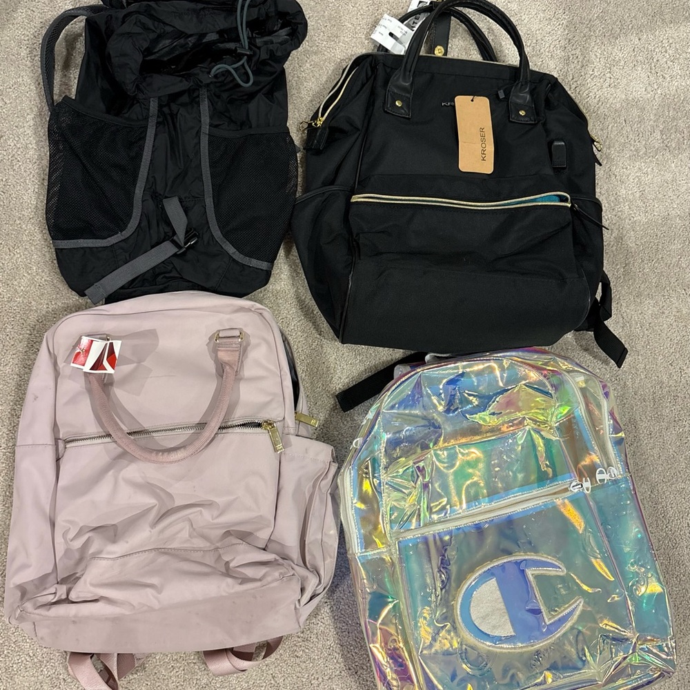 Champion iridescent Holographic Backpack, travel carry on, hiking